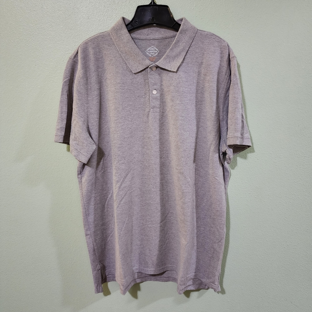 Men's St. John's Bay Premium Stretch Slim Fit Short Sleeve Grey Polo Size XL